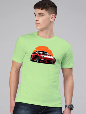 JP Creation Printed Men Round Neck Light Green T-Shirt