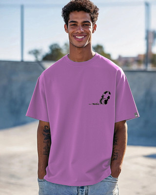 FASHLOOK Printed Men Round Neck Purple T-Shirt