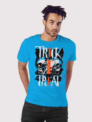 FADMARK Printed Men Round Neck Blue T-Shirt