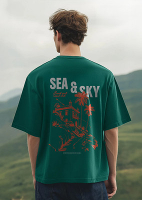 NOBERO Graphic Print Men Crew Neck Green T-Shirt