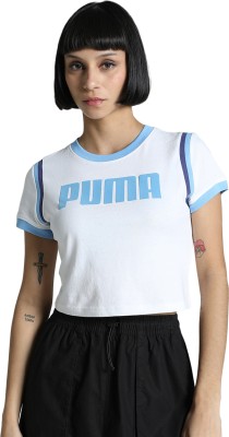 PUMA Printed Women Crew Neck White T-Shirt