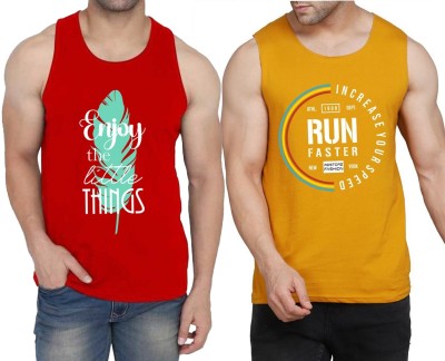 WOOSTRO Printed Men Scoop Neck Red, Yellow, White T-Shirt