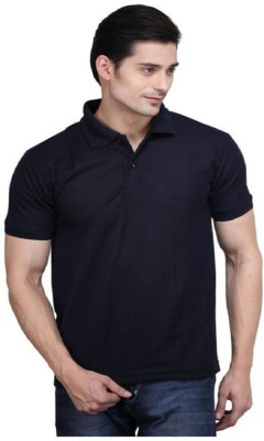 AE Fashion Solid Men Polo Neck Black T-Shirt