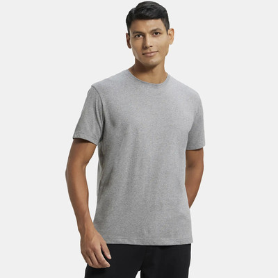 JOCKEY Solid Men Round Neck Grey T-Shirt