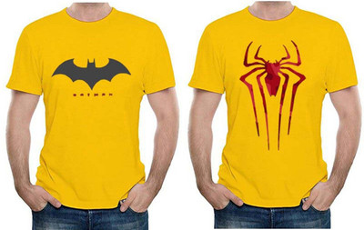 HIT SQUARE Printed Men Round Neck Yellow T-Shirt