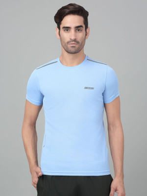 CANTABIL Solid Men Round Neck Blue T-Shirt
