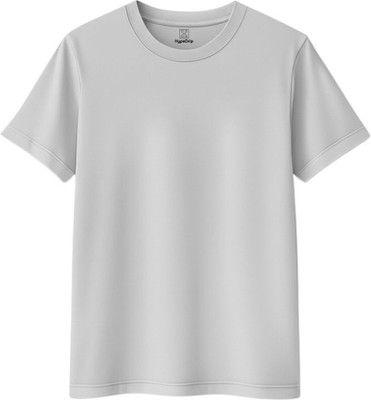 HypeDrip Solid Men Round Neck Grey T-Shirt