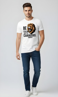 Fabraaya Animal Print Men Round Neck White T-Shirt