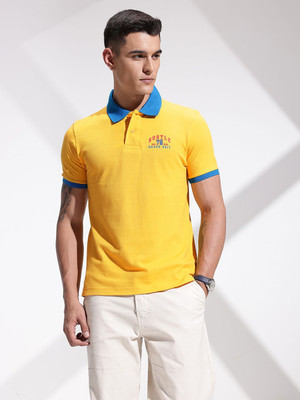 INVICTUS Solid Men Polo Neck Yellow T-Shirt