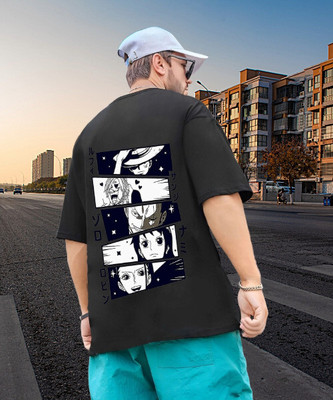 Clothy Trend Graphic Print Men Round Neck Black T-Shirt