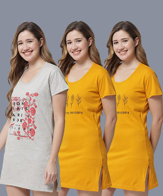 Fit N Fame Printed Women Round Neck Multicolor T-Shirt