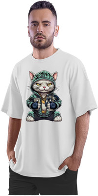 KRYONIX Printed Men Round Neck White T-Shirt