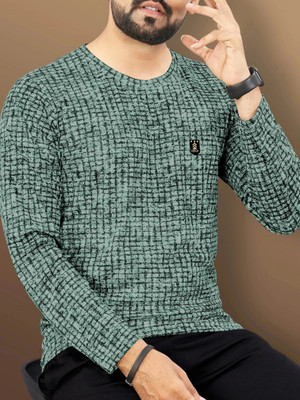VeBNoR Printed Men Round Neck Light Green T-Shirt