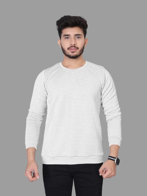 Krishna Designing Solid Men Round Neck White T-Shirt