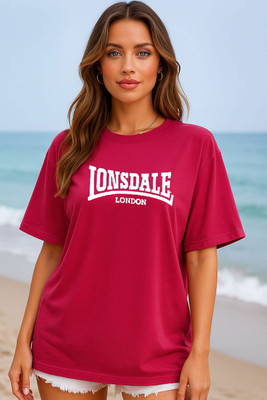 Kings London Geometric Print Women Round Neck Red T-Shirt