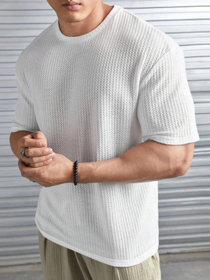 Madfrog Solid Men Round Neck White T-Shirt