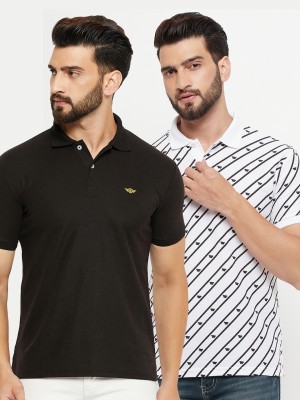 GETGOLF Printed Men Polo Neck Black, White T-Shirt