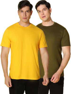 WOOSTRO Solid Men Round Neck Multicolor T-Shirt