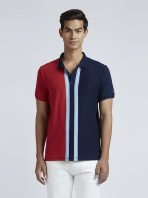 Pepe Jeans Striped Men Polo Neck Blue T-Shirt