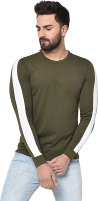 GLITO Striped Men Round Neck Green T-Shirt