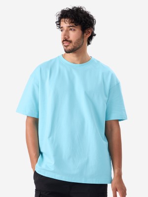 The Souled Store Solid Men Round Neck Blue T-Shirt