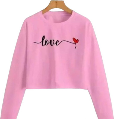 FENDURA Typography Women Round Neck Pink T-Shirt