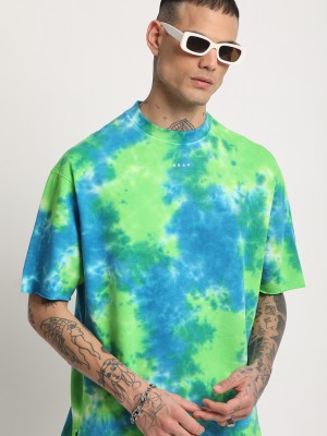 THE BEAR HOUSE Tie & Dye Men Round Neck Blue T-Shirt