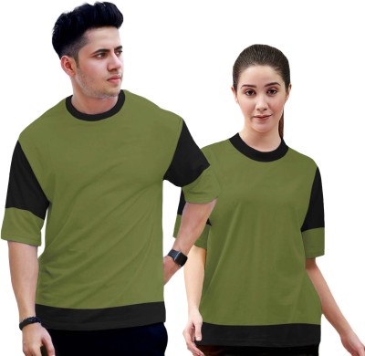 Twinny Zone Solid Couple Round Neck Multicolor T-Shirt