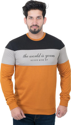 E-MAX Printed Men Round Neck Brown T-Shirt