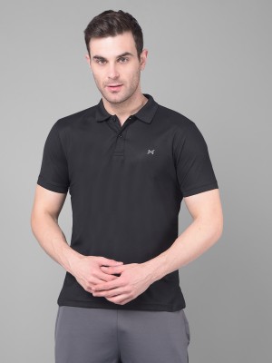 Force NXT Solid Men Polo Neck Black T-Shirt