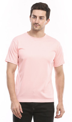OMRY Solid Men Round Neck Pink T-Shirt