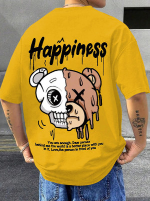 Amaran Printed Men Round Neck Yellow T-Shirt