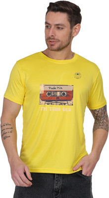 SOLBLOOMS Graphic Print Men Round Neck Yellow T-Shirt