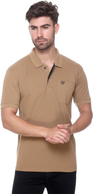 RYTONZ Solid Men Polo Neck Brown T-Shirt