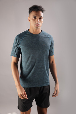 Force NXT Solid Men Round Neck Blue T-Shirt