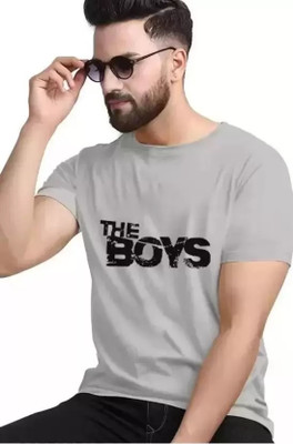 REVIZO Typography Men Round Neck Grey T-Shirt