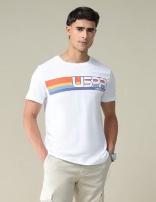 U.S. POLO ASSN. Printed, Typography Men Round Neck White T-Shirt