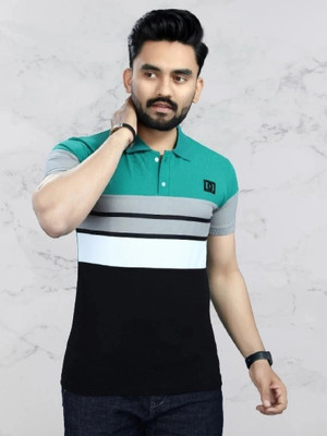 Harshive Ent Colorblock Men Polo Neck Multicolor T-Shirt