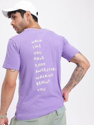 Glitchez Printed Men V Neck Purple T-Shirt