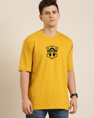 CHITRA STYLE Printed Men Round Neck Yellow T-Shirt