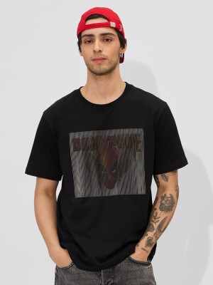 The Souled Store Graphic Print Men Round Neck Black T-Shirt