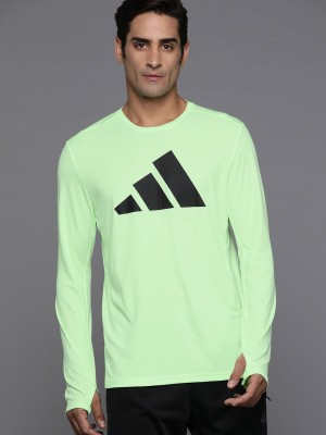 ADIDAS Printed Men Round Neck Green T-Shirt