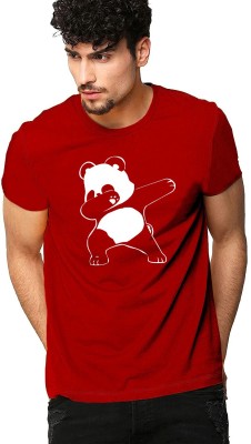 GNCT Printed Men Round Neck Maroon T-Shirt