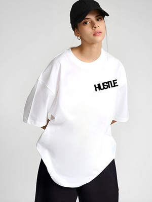 Moda Rapido Graphic Print Women Round Neck White T-Shirt
