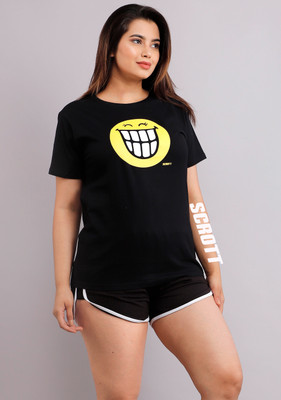 scrott fitness Solid Women Round Neck Black T-Shirt
