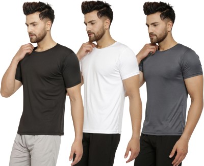 Cruister Solid Men Round Neck Multicolor T-Shirt