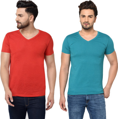 Tresna Fab Solid Men V Neck Multicolor T-Shirt