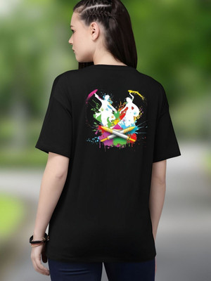 Dressberry Printed Women Round Neck Black T-Shirt