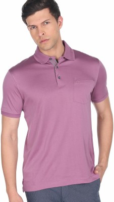 ARROW Solid Men Polo Neck Purple T-Shirt