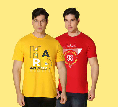 WOOSTRO Printed Men Round Neck Multicolor T-Shirt